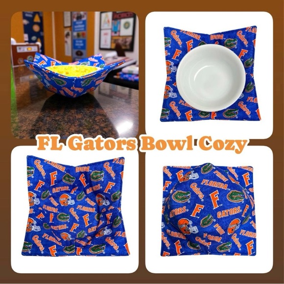 Hand Crafted Florida Gators Bowl Cozy Reversible Microwavable NCAA Team Fan Gift - Picture 4 of 14